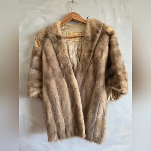 Vtg Blonde Brown Gray Mix Mink Stole Shawl Wrap DESTROYED CRAFTER PROJECT